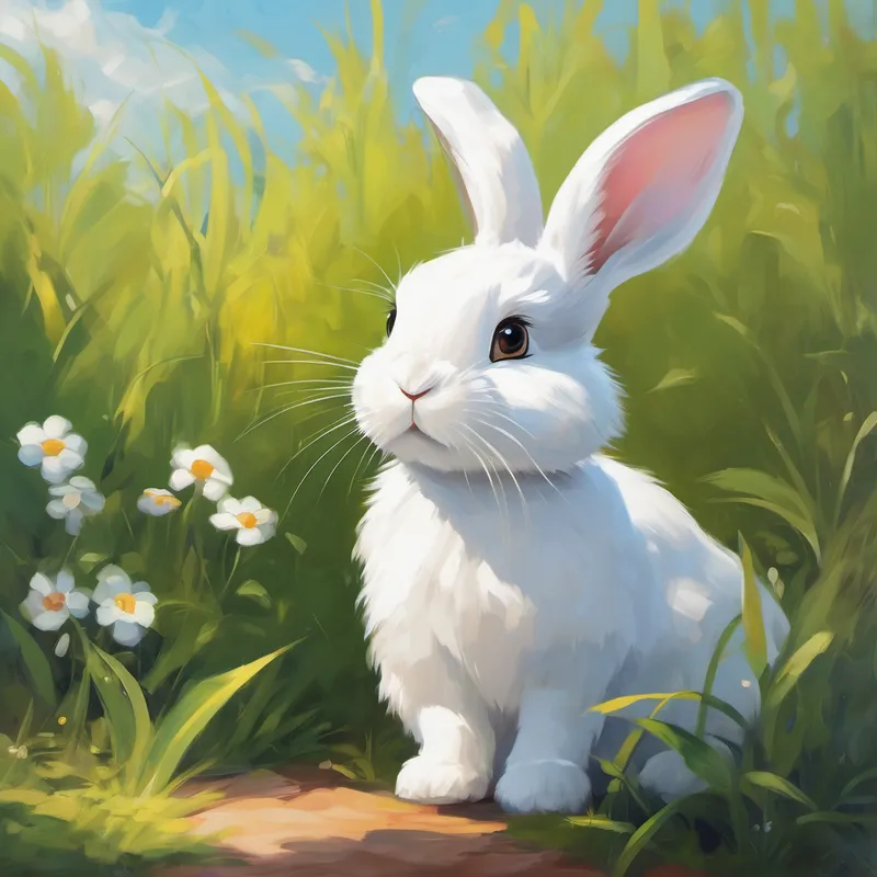 Bunny - small, white, with floppy ears understanding importance of patience and persistence
