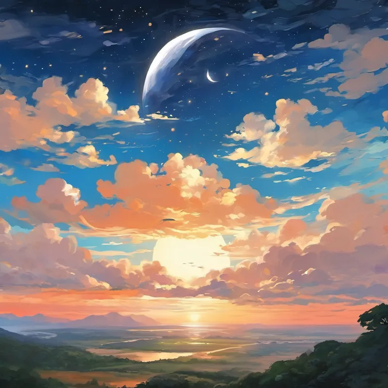 皮肤白皙,眼睛明亮和星星做发型,蓝色的眼睛一起飞到了一个闪闪发光的城堡,城堡由宝石组成,散发着神奇的光芒