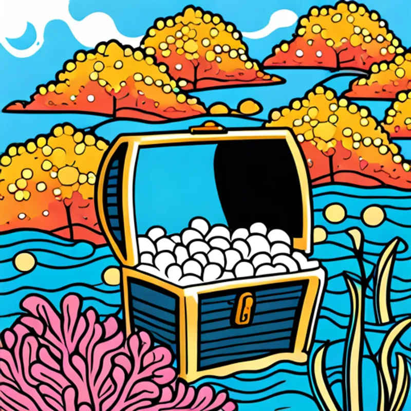 Fin finding a treasure chest among colorful coral reefs