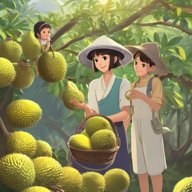 Their parents had a small durian orchard that they wanted to take care of. But when the parents had to travel to visit four relatives in different villages for several weeks, the siblings had to take on the responsibility of taking care of the durian orchard instead.