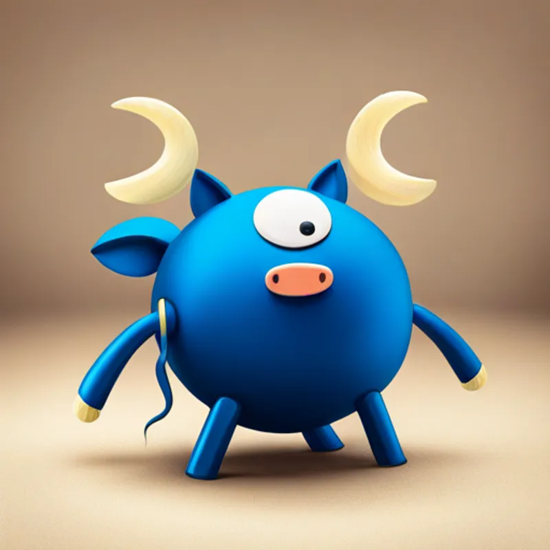Jiya, a blue pig with long arms and legs