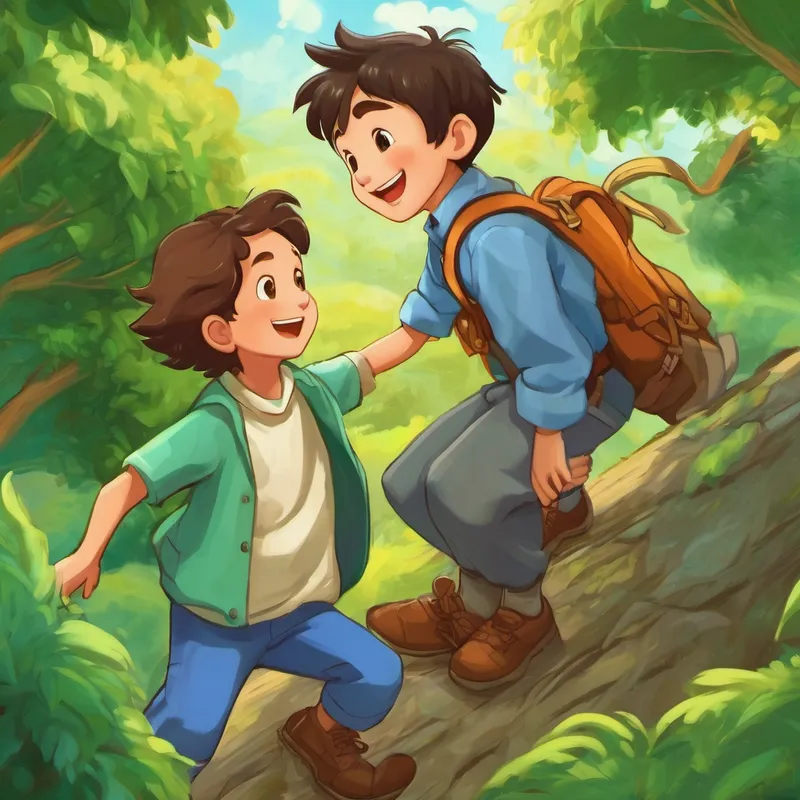 As Alex reached the top, he gently grabbed Cee and safely brought him down. Cee was filled with gratitude and couldn't stop thanking Alex and Ben for their bravery and teamwork. Word of their heroic act spread throughout Alphabetia, and soon, they became known as the ABC Heroes. People from all corners of the village praised their friendship and their love for the ABCs.