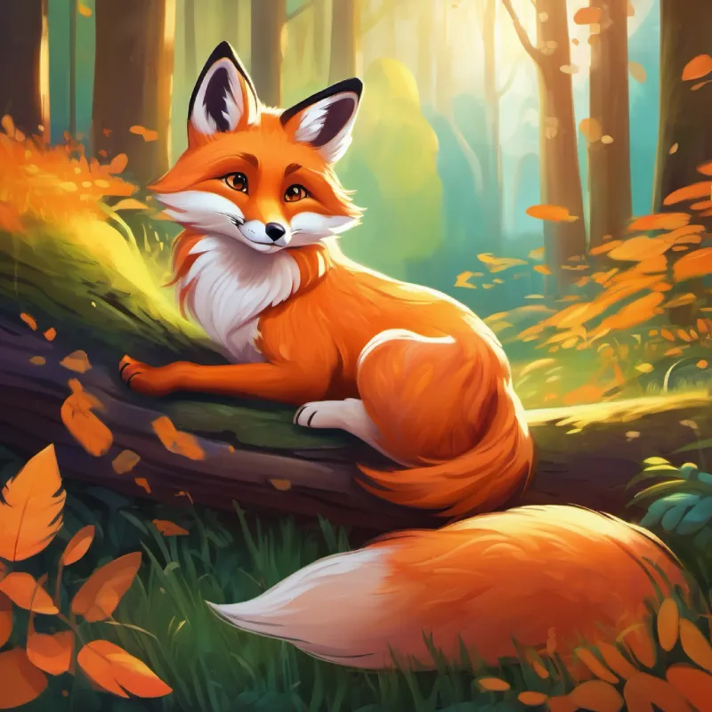 Introduction to the Whispering Woods and A playful fox with orange fur and bright eyes the fox.