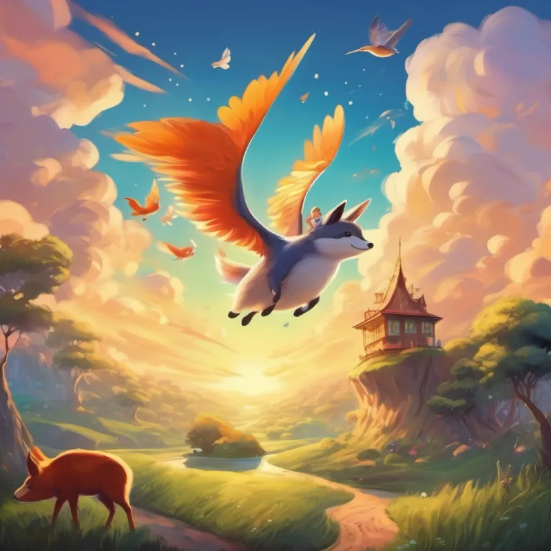 The animals experience the magic of flying.