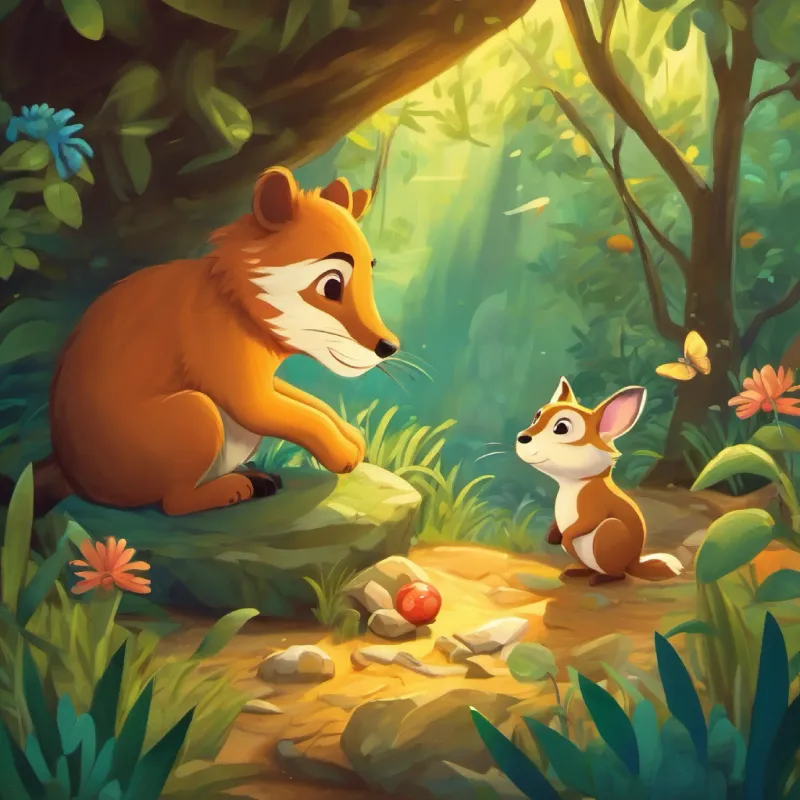 The animals discover treasure and share stories.