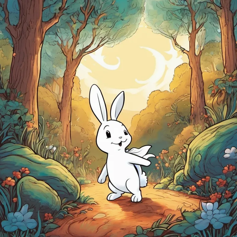 Casper, with his heart full of compassion, decided to help the little bunny. He appeared in front of Cotton, causing him to jump in fright. But as soon as the bunny saw Casper's friendly, glowing face and realized he was a ghost, his fear turned into curiosity. "Don't be afraid, little bunny," Casper spoke gently. "I want to help you find your way back home. I may be a ghost, but I promise I won't harm you!"
