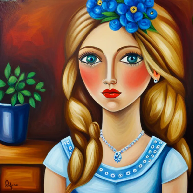 Sara: ojos azules, cabello rubio, vestido elegante y Ana: ojos marrones, cabello oscuro, ropa sencilla asustadas mientras miran al oso