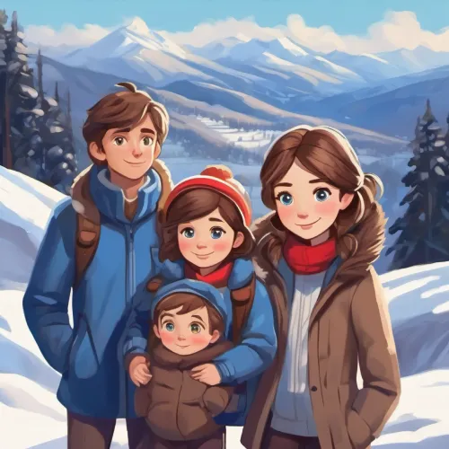 family in the mountains