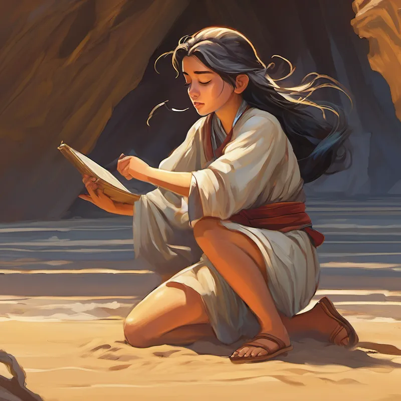To her surprise, with each step she took, the sand began to pull her deeper and deeper into the ground. Panic started to fill her heart, and she desperately tried to move her legs, but they were trapped in the grip of the sand. Ellora could feel herself sinking faster and faster, with no way to escape. She screamed for help, calling out for anyone who might be nearby. But just as her pleas became more desperate, a familiar voice came from afar. It was her mother, calling her name, inviting Ellora to rise and shine for breakfast.