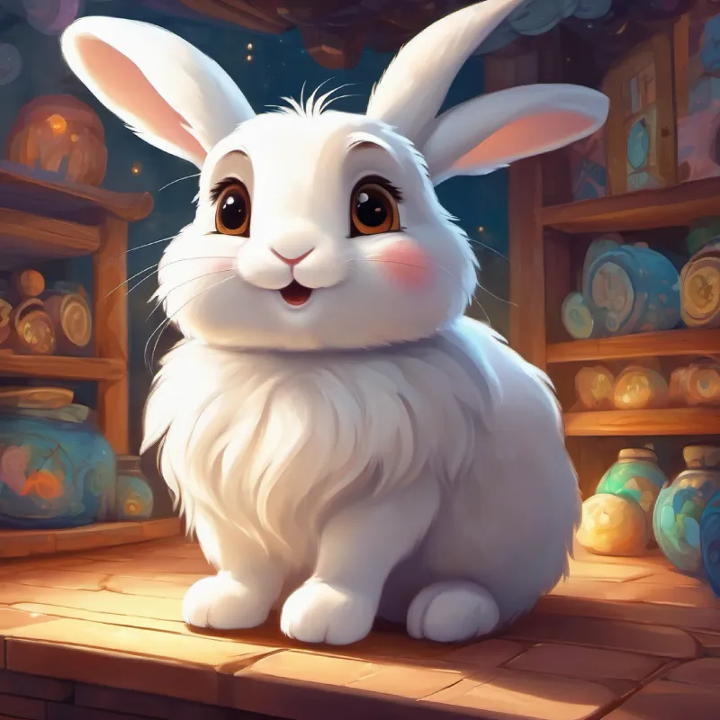 A small, fluffy white bunny with big brown eyes and long ears's room fills with magic as she wishes to see Dreamland.