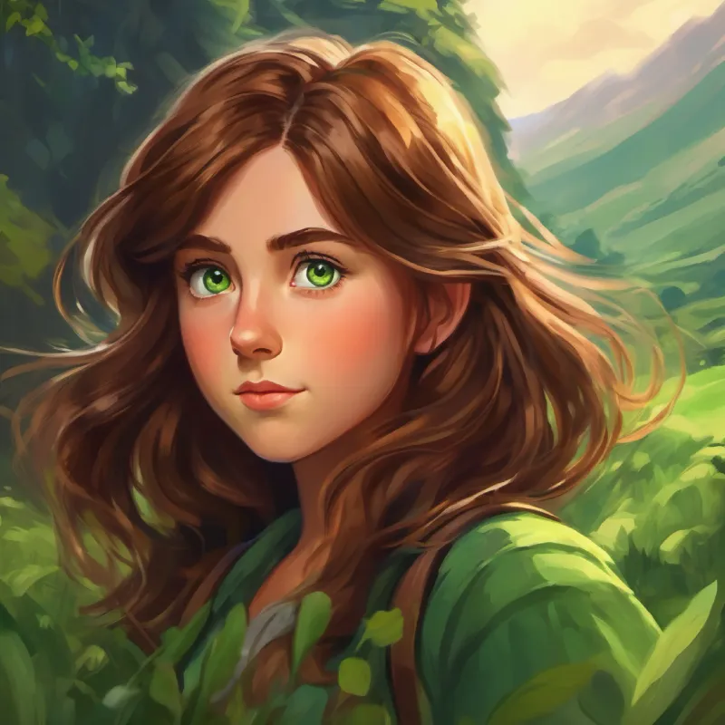 Brown hair, green eyes, brave girl's physical description and background