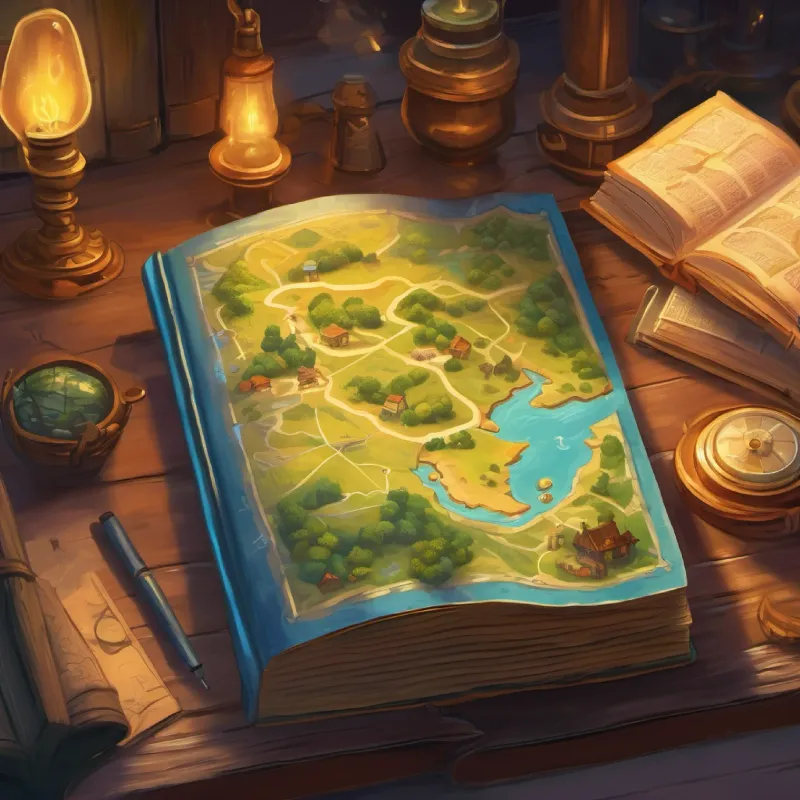 Map discovery inside the book leading to a secret