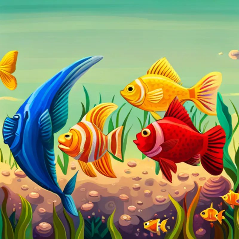 Un grupo de peces de colores y tamaños diferentes