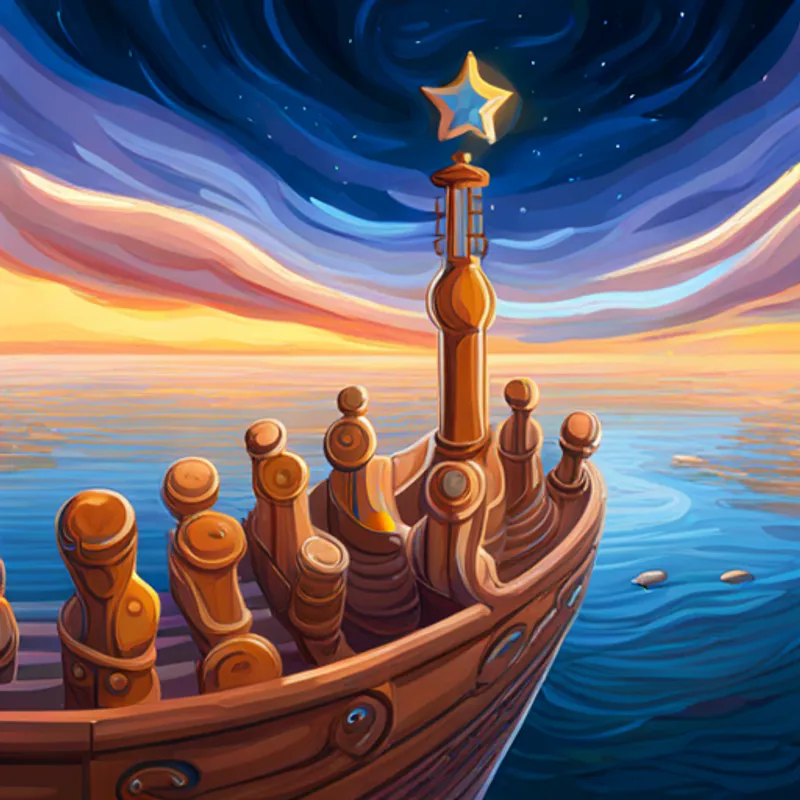 El Un pez azul con aletas doradas canta. con una estrella en la cola cantando