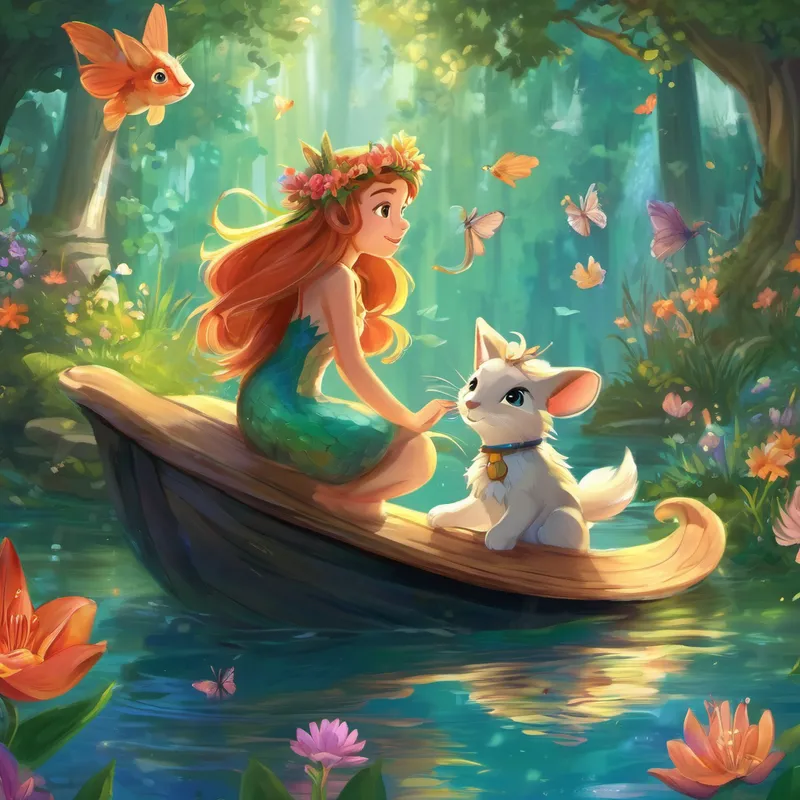 In this enchanted world, everything was possible. Animals talked, flowers danced, and even the trees bent down to listen as Lily and Whiskers told their tales of adventure. The kind-hearted queen of the magical kingdom appeared before the amazed duo and said, "Lily, Whiskers, you have shown bravery, loyalty, and a love for each other that is truly magical. We have been waiting for you to join us and spread your joy throughout the land." Overwhelmed but excited, Lily and Whiskers agreed to fulfill their destiny. Their days in the magical kingdom were filled with even more adventures, laughter, and love. Lily and Whiskers made friends with fairies, mermaids, and other magical creatures, spreading happiness and magic wherever they went.