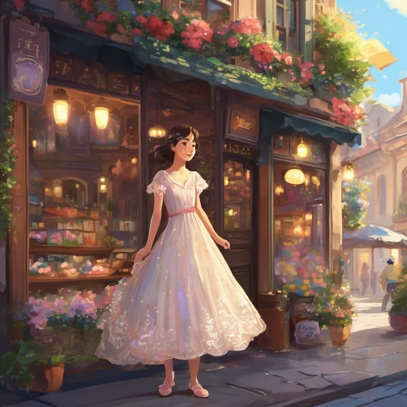 Through the streets, she skipped along,
With her list of stores, both short and long,
She knew her size, but what she desired,
Was a dress that made her spirit inspire. First, she entered a shop quite petite,
Where dresses sparkled from head to feet,
But alas, they were all too long for Lily,
Who didn't want a dress so frilly.