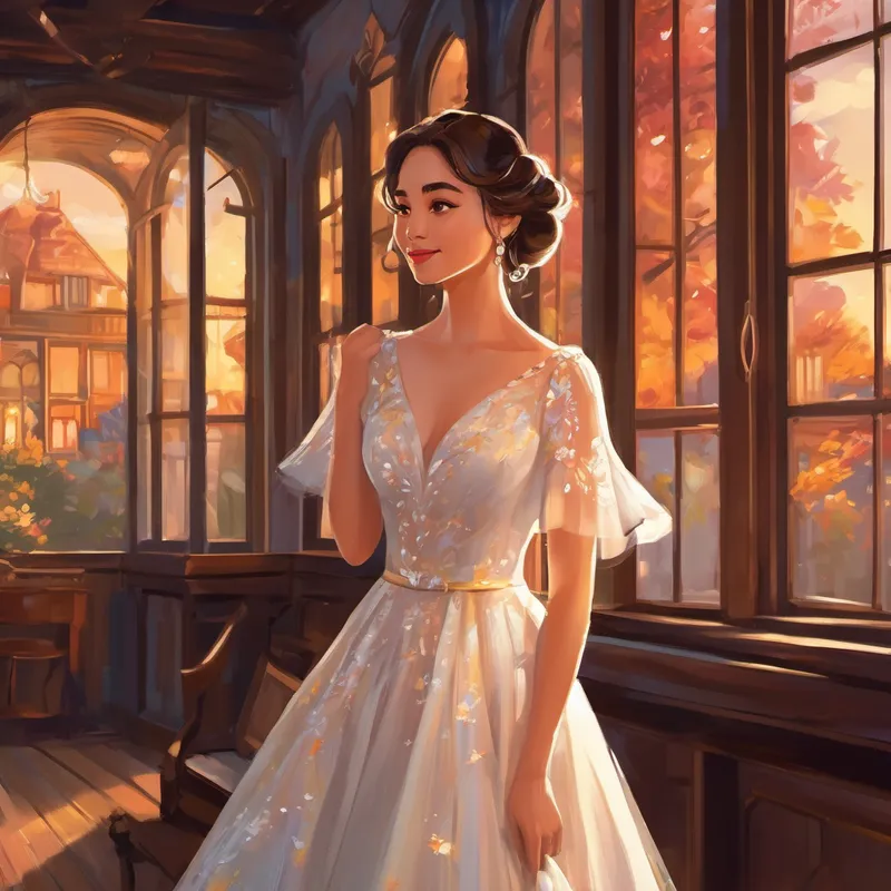 And there in the window, she saw it shine,
A dress so dainty, so perfectly fine,
It was just her size, oh, what a delight,
The dress she'd dreamed of day and night! With excitement bubbling, she tried it on,
And like magic, it fit from dusk till dawn,
Its color reflected her every smile,
Lily felt like a princess, full of style.