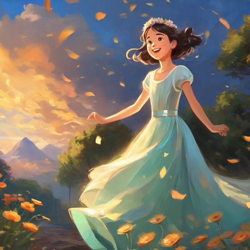 She danced in her dress with joy and glee,
A shorter girl she may always be,
But she learned that beauty shines from within,
For every heart, big or small, can surely win.