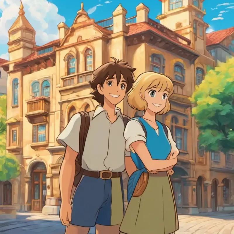 The page shows Dilruba has brown hair and brown eyes and Joy has blonde hair and blue eyes holding hands and smiling. They are standing in front of their building, which has two floors.