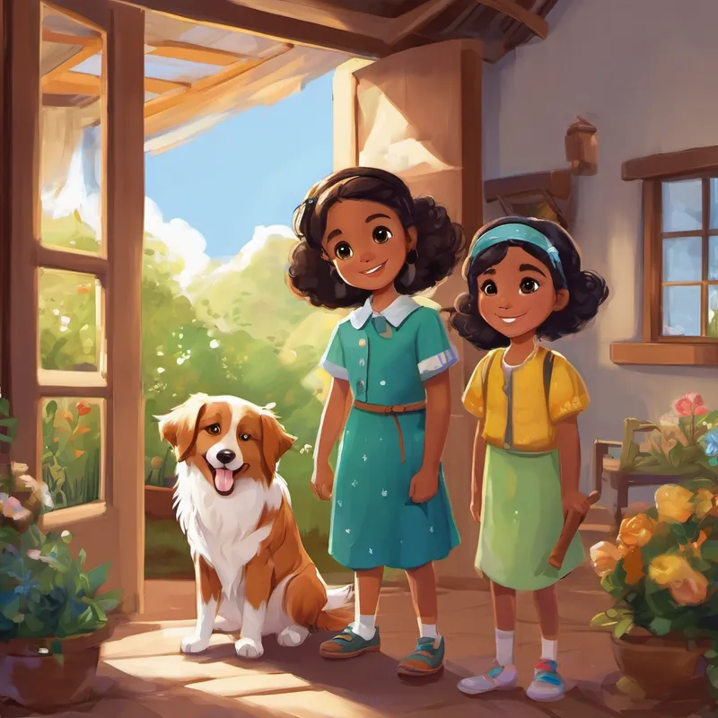 Once upon a time, in a cozy little house in Bloemfontein, South Africa, there lived two adorable little girls named Bianca and Mia. Bianca, who was eight years old, was known for her quick wit and mischievous smile, while her younger sister Mia, who was six, was a bit shy but equally as sweet. In their home, there were two adorable family dogs, Skye and Roxy. Skye was a playful and energetic border collie, while Roxy was a cuddly and gentle golden retriever. The girls loved spending time with their furry friends, going on walks, and playing in the backyard.