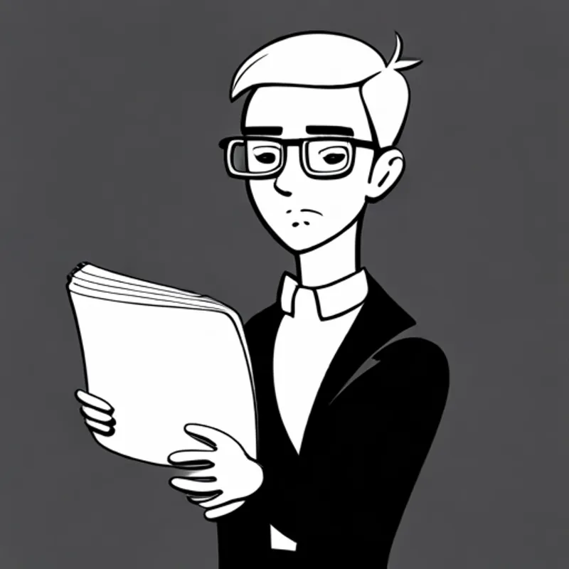 Blonde hair, glasses, holding sketchbook and colorful markers. adding details to his drawing with a focused expression