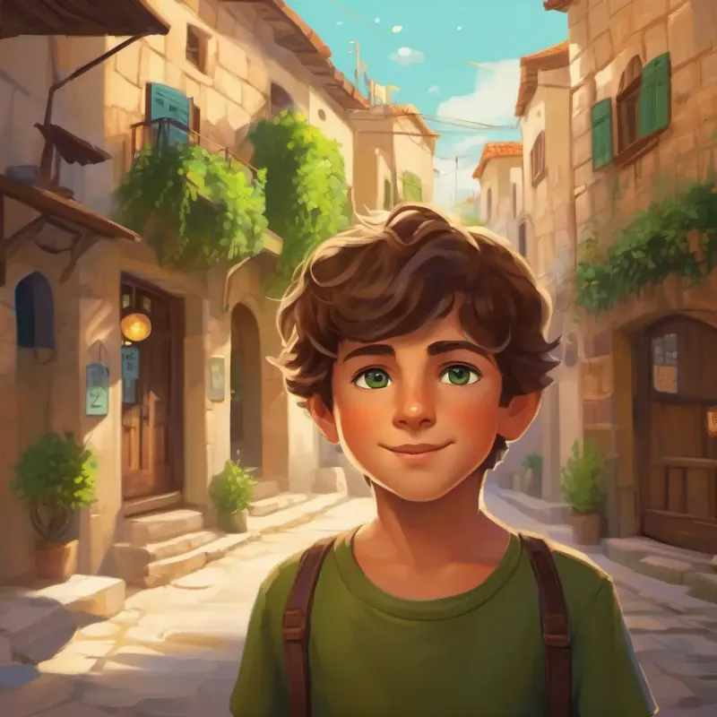 Introduction, small town in Israel, curious boy named Curious boy with brown hair and twinkling green eyes