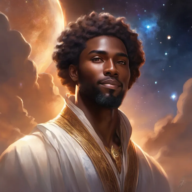 A black man with warm brown skin and kind, expressive eyes's renewed sense of hope and readiness to spread joy, unity, and love in the world.