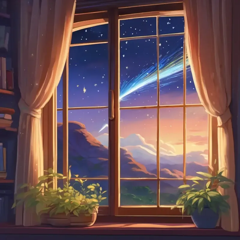 Shooting star at the school window