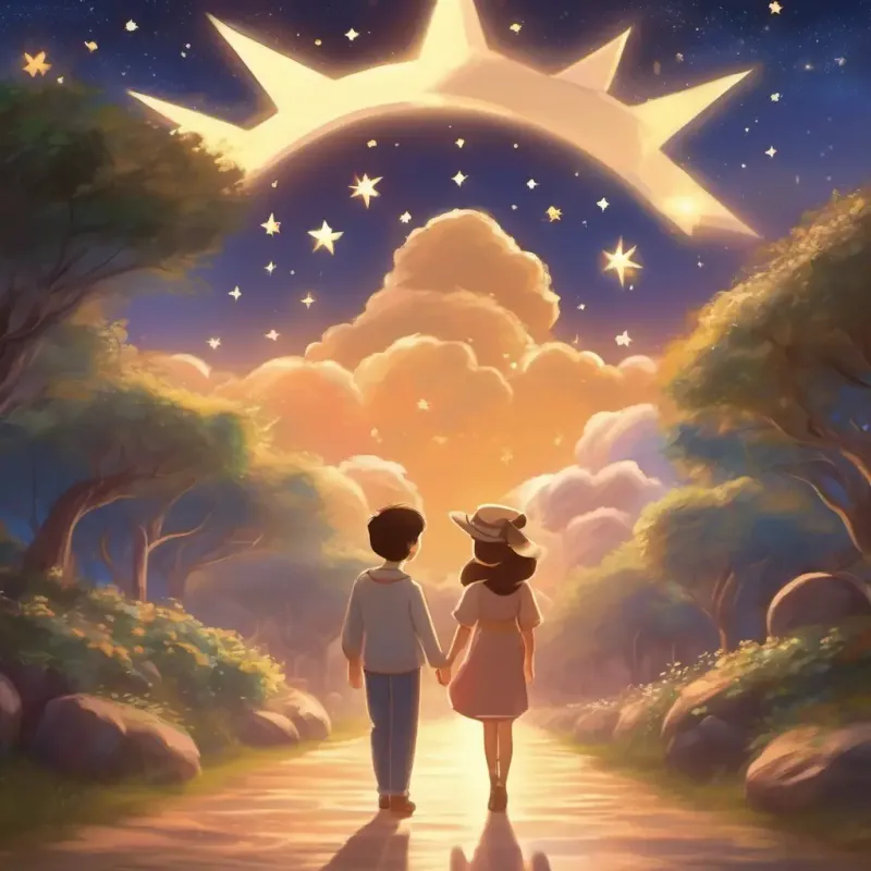 Meeting Shining star-like being with soft glow, gentle eyes de las Estrellas