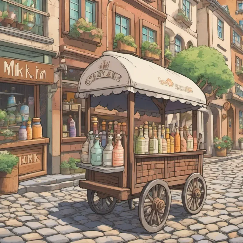 The milkman’s cart rolling down a cobblestone street, with the milk bottles making a clinkity-clank sound. Some bottles are noticeably only half full.