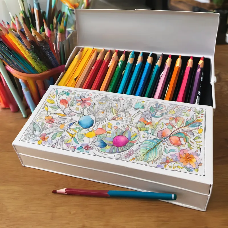 A shiny new coloring box with lots of colors