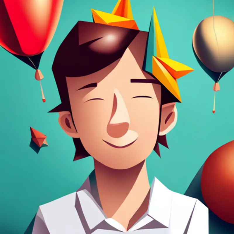 Happy boy with brown hair and a party hat sleeping with a smile on his face