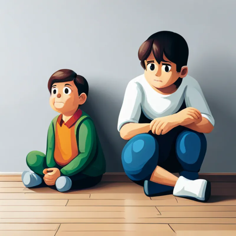 Amelia sitting next to her father with a curious expression