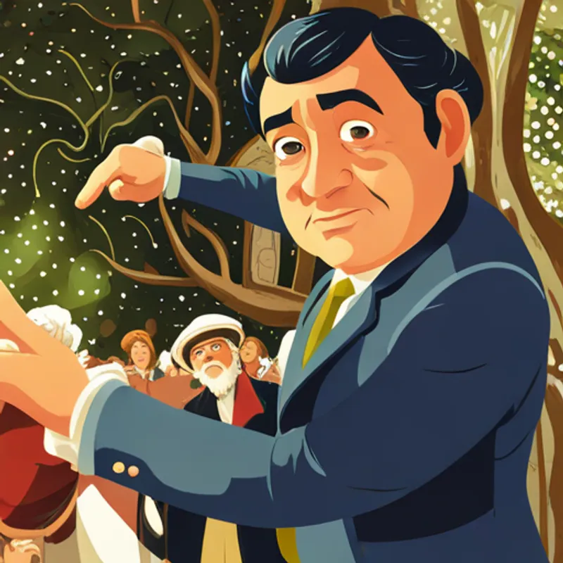 Amelia's father pointing at the stars