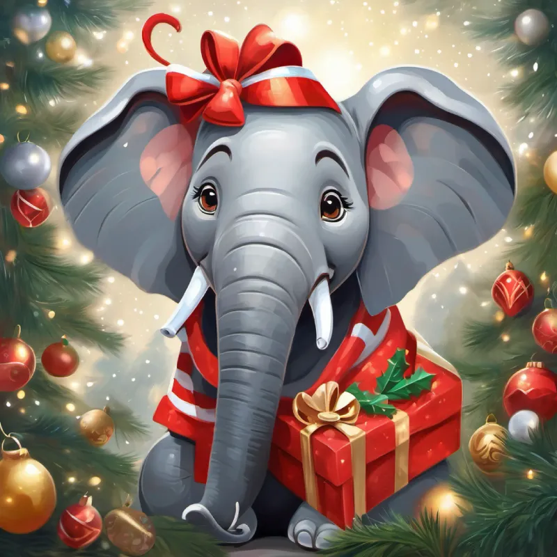 Happy elephant with a big heart and a big smile, gray skin, and bright twinkling eyes feels a unique kind of love for Playful monkey with twinkling eyes, brown fur, and a mischievous grin, which brings her great joy.