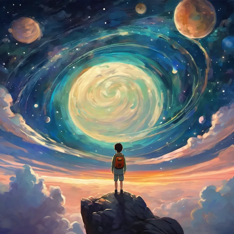 "Alex," it said softly, "come with me, and I'll take you on an adventure through the vastness of space." Without hesitation, Alex sat up and exclaimed, "Yes, I'd love to explore the mysteries of the universe!"