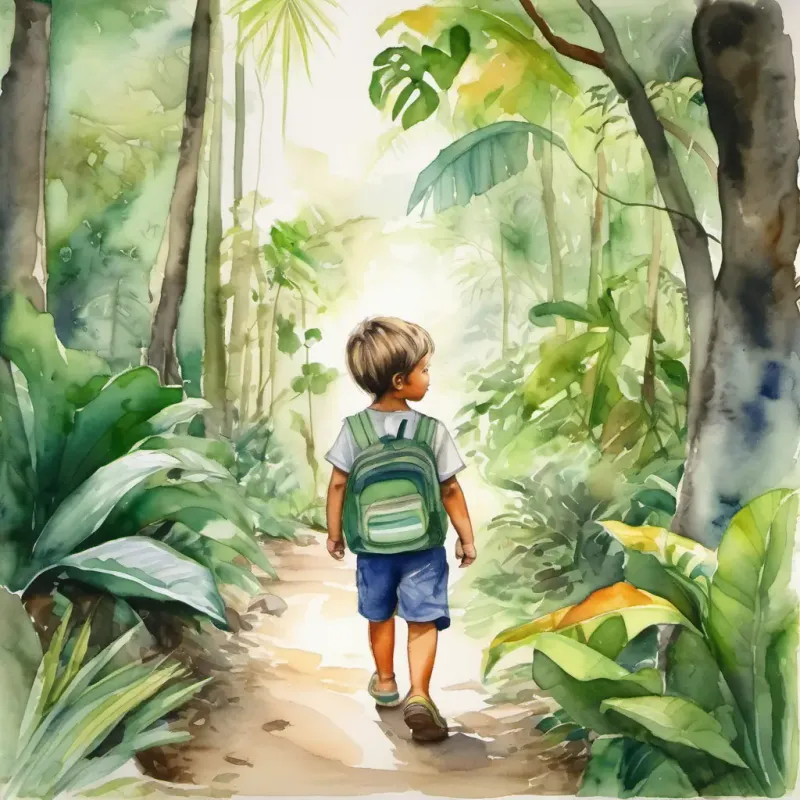 Leo walking in the jungle, hearing different sounds, setting the scene.
