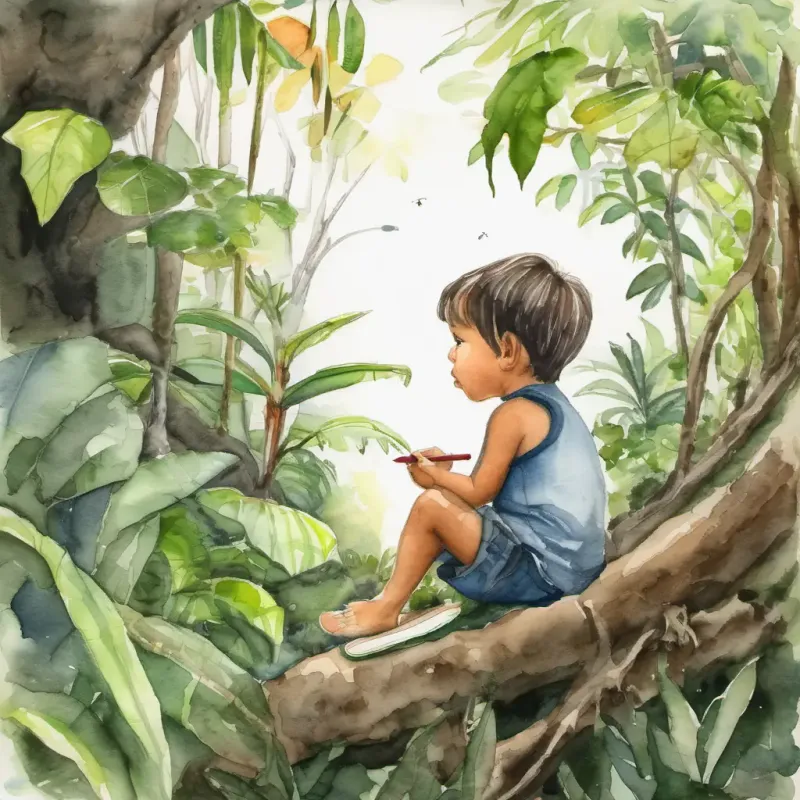 Leo's fascination with the jungle, observing ants and trees.