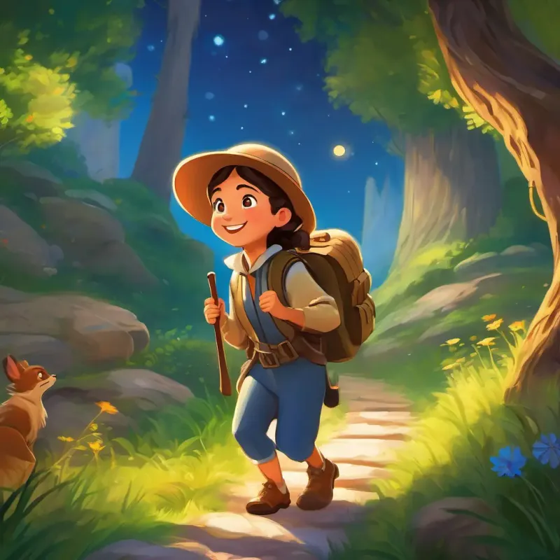 Curious, brave explorer with sparkling eyes and a joyful smile's return home filled with the wonder and magic from her incredible adventure.
