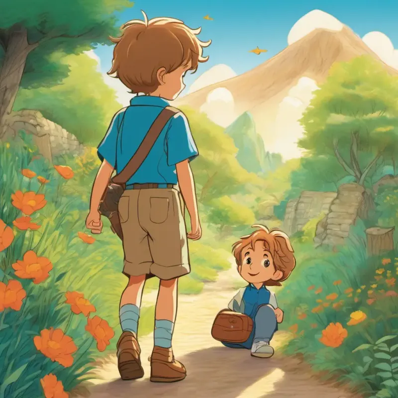 Dreamweaver visits Energetic boy with short sandy hair and inquisitive brown eyes, crafts a treasure hunt dream