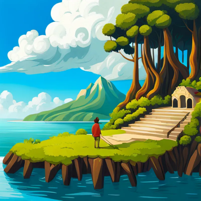 Adrián and the being exploring the wonders of the new world