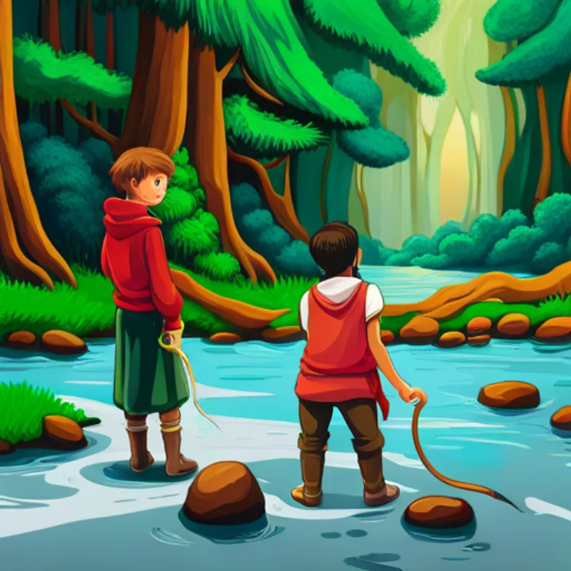 Adrián and the being near colorful flowing rivers