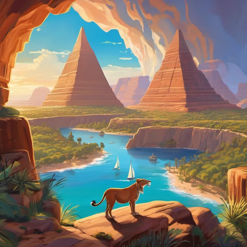 Leur voyage les emmena ensuite en Amérique. Charles et Cali découvrirent les gratte-ciels étincelants de New York, les majestueuses chutes du Niagara, et les magnifiques plages de Californie. Ils goûtèrent aux fameux hot dogs américains et se lancèrent dans des courses effrénées à travers le Grand Canyon. Cali trouva son paradis dans les vastes parcs nationaux où il pouvait courir librement. Finalement, Charles et Cali explorèrent l'Afrique. Ils admirèrent les animaux majestueux dans la savane du Kenya, plongèrent avec les dauphins en Égypte et découvrirent les pyramides mystérieuses. Cali s'entendait bien avec les éléphants, les girafes et les lions ; il était impressionné par leur force et leur beauté.