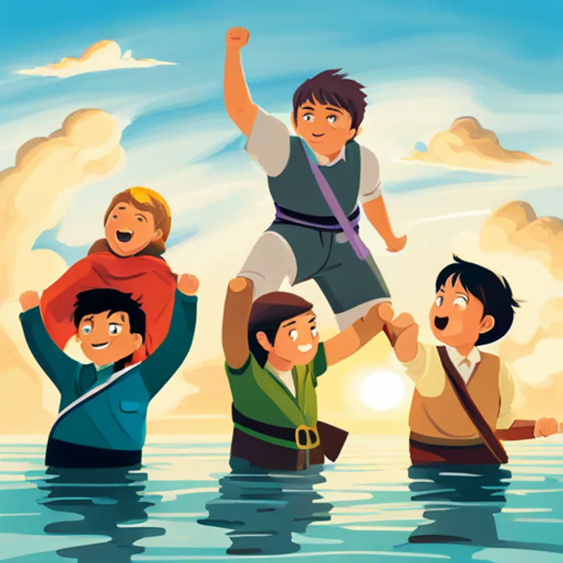 James with his friends, celebrating their hero