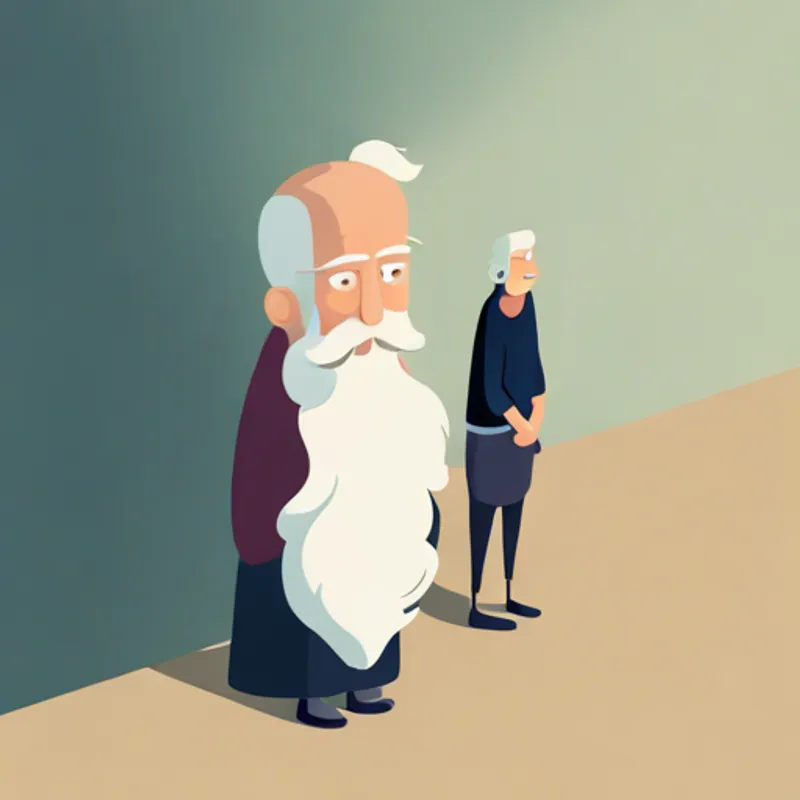 Bill and An older man with a long white beard and wise eyes. embark on an adventurous journey