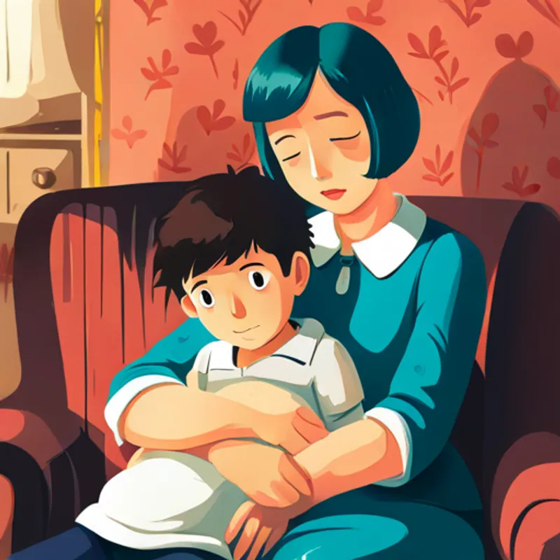 Lucy caring for her sick brother