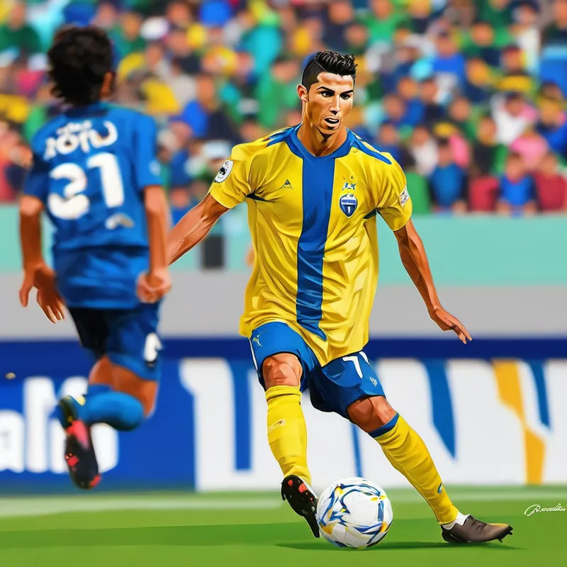 Once upon a time, in a faraway land, there lived a talented football player named Cristiano Ronaldo. He was not just any ordinary player; he was known all over the world for his amazing skills and his kind heart. One day, Cristiano Ronaldo received a special invitation to play for the Saudi Arabian team called Al-Nasr. This made him very excited because he loved exploring new places and meeting new people. The team had a unique feature – they played all their matches wearing bright yellow clothes, making them noticeable from afar.
