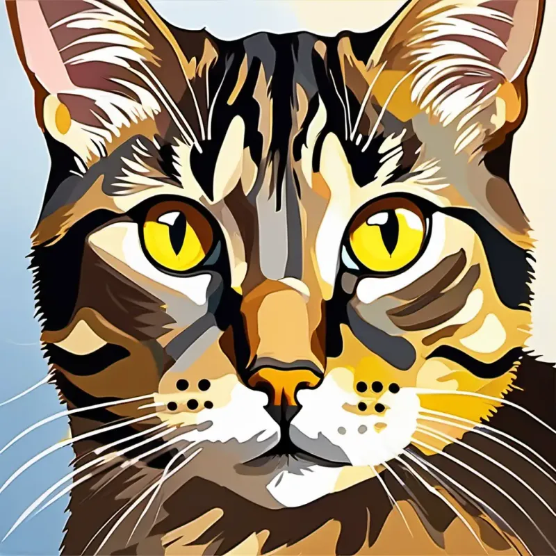 Detective Stella Crawford a brown tabby cat with yellow eyes thinking.