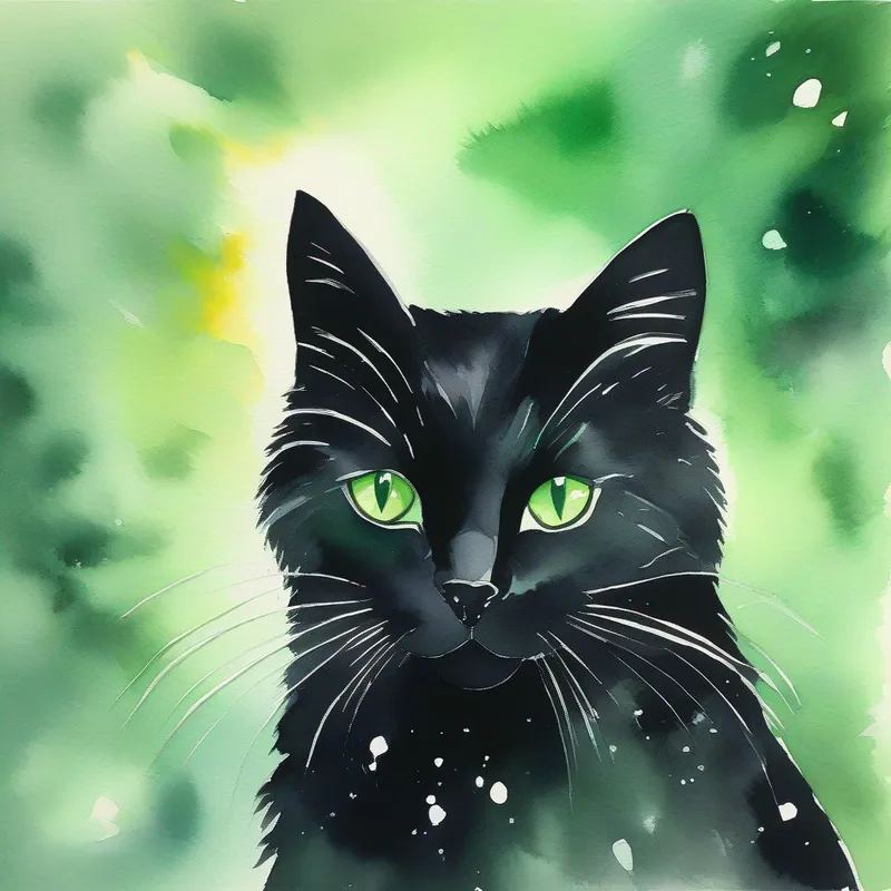 A black cat with shiny fur, a white diamond patch on his chest, and green eyes.'s uniqueness and the importance of empathy and love.