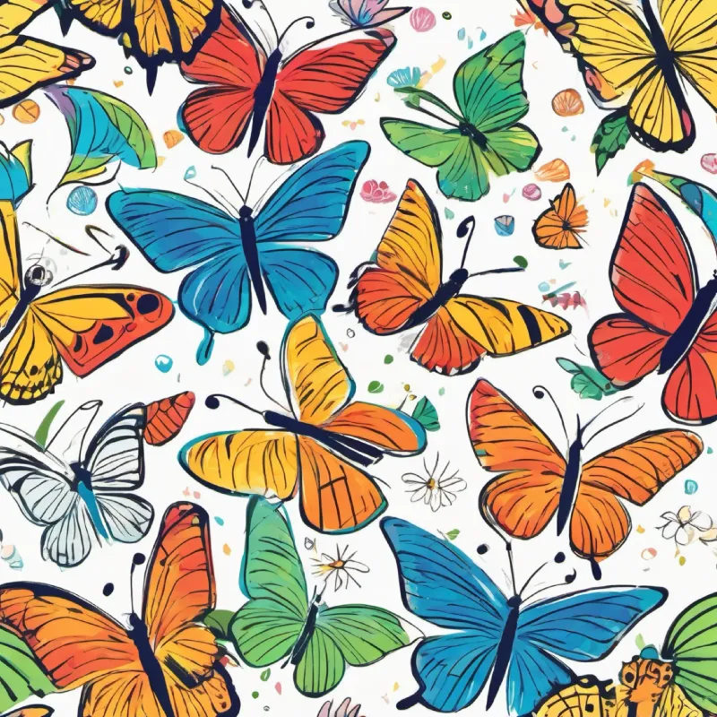 New butterflies flying joyfully.